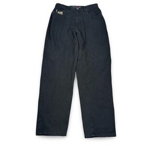 Vintage Sergio Tacchini Mens Black Cotton Relaxed Straight Pants Size 36 USA